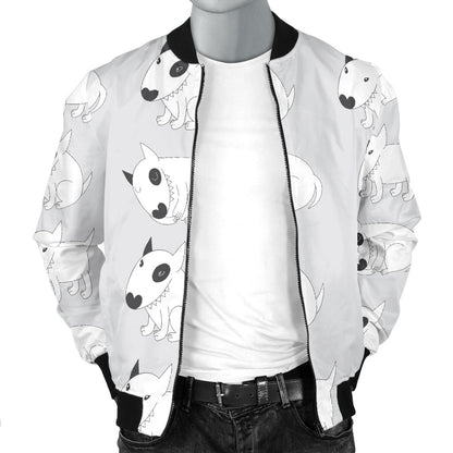 Bull Terrier hand draw Print Pattern Men Bomber Jacket
