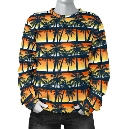 Palm Tree Sunset Design Print Women Long Sleeve Sweatshirt