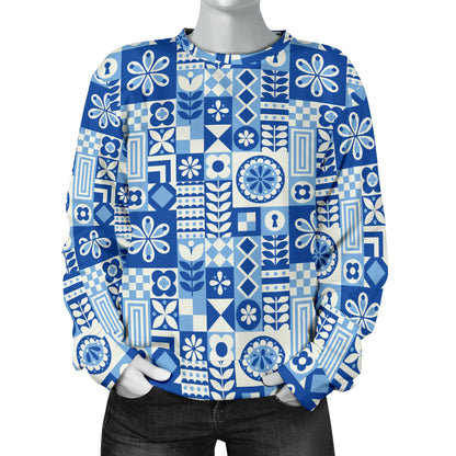 Swedish Print Pattern Women Long Sleeve Sweatshirt