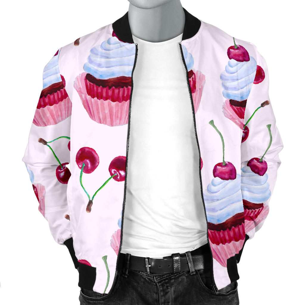 Cherry Cupcake Pink Pattern Men Bomber Jacket