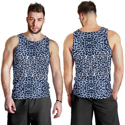 Leopard Blue Skin Print Men Tank Top