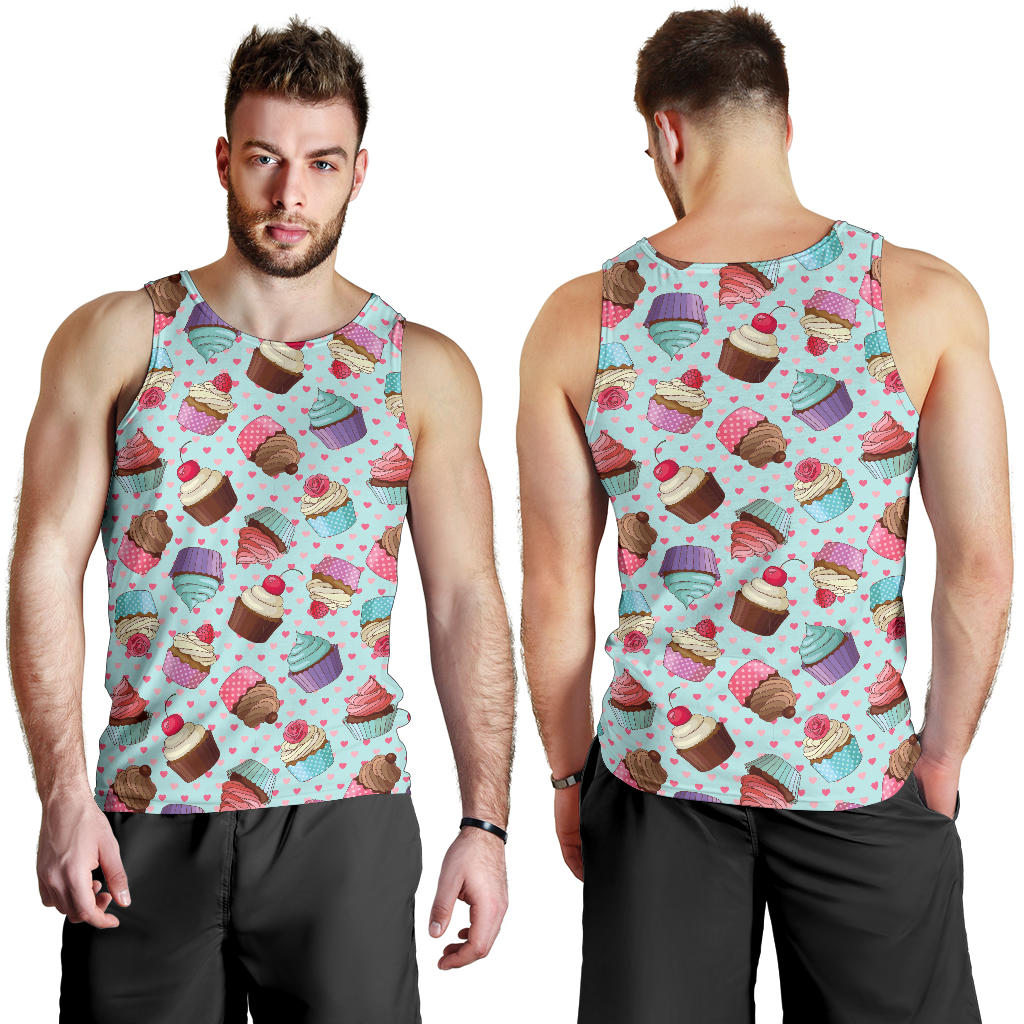 Cupcakes Fancy Heart Print Pattern Men Tank Top