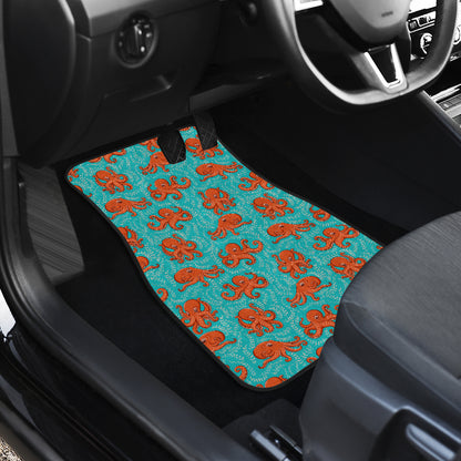 Octopus Cartoon Design Print Themed Car Floor Mats Front Back