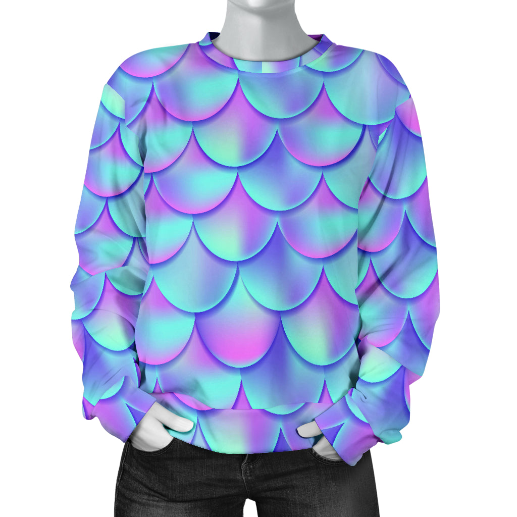 Mermaid Tail Design Print Pattern Women Long Sleeve Sweatshirt