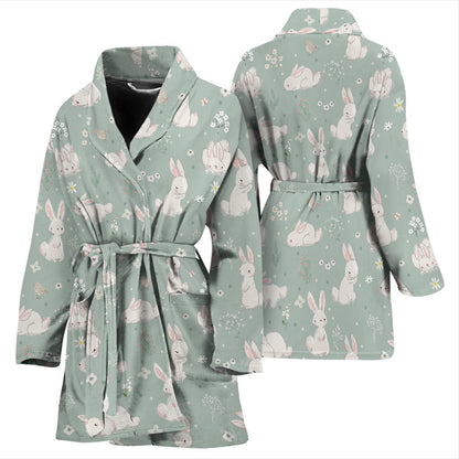 Bunny Pattern Print Design 03 Women Bathrobe