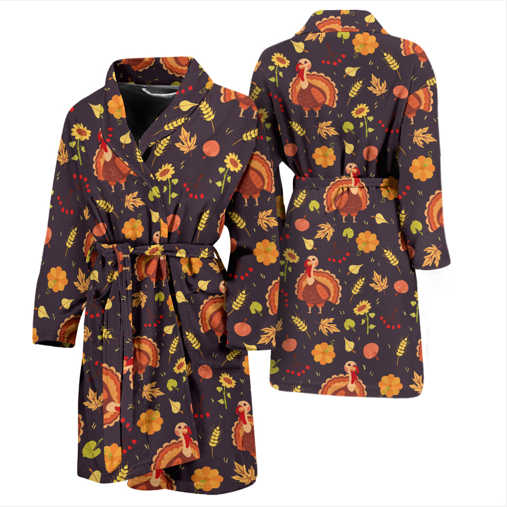 Thanksgiving Print Design LKS305 Men Bathrobe
