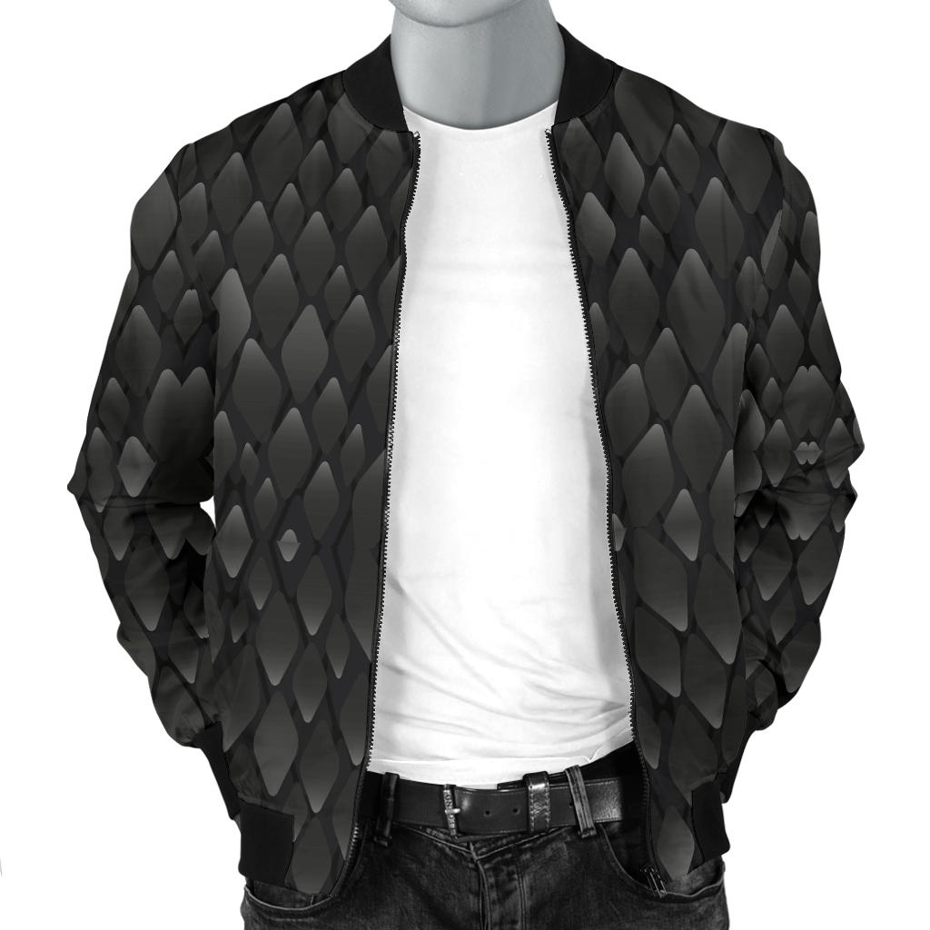 Snake Skin Black Print Men Bomber Jacket