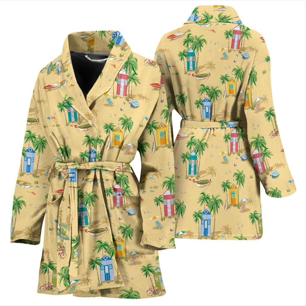 Beach Themed Pattern Print Design 01 Women Bathrobe