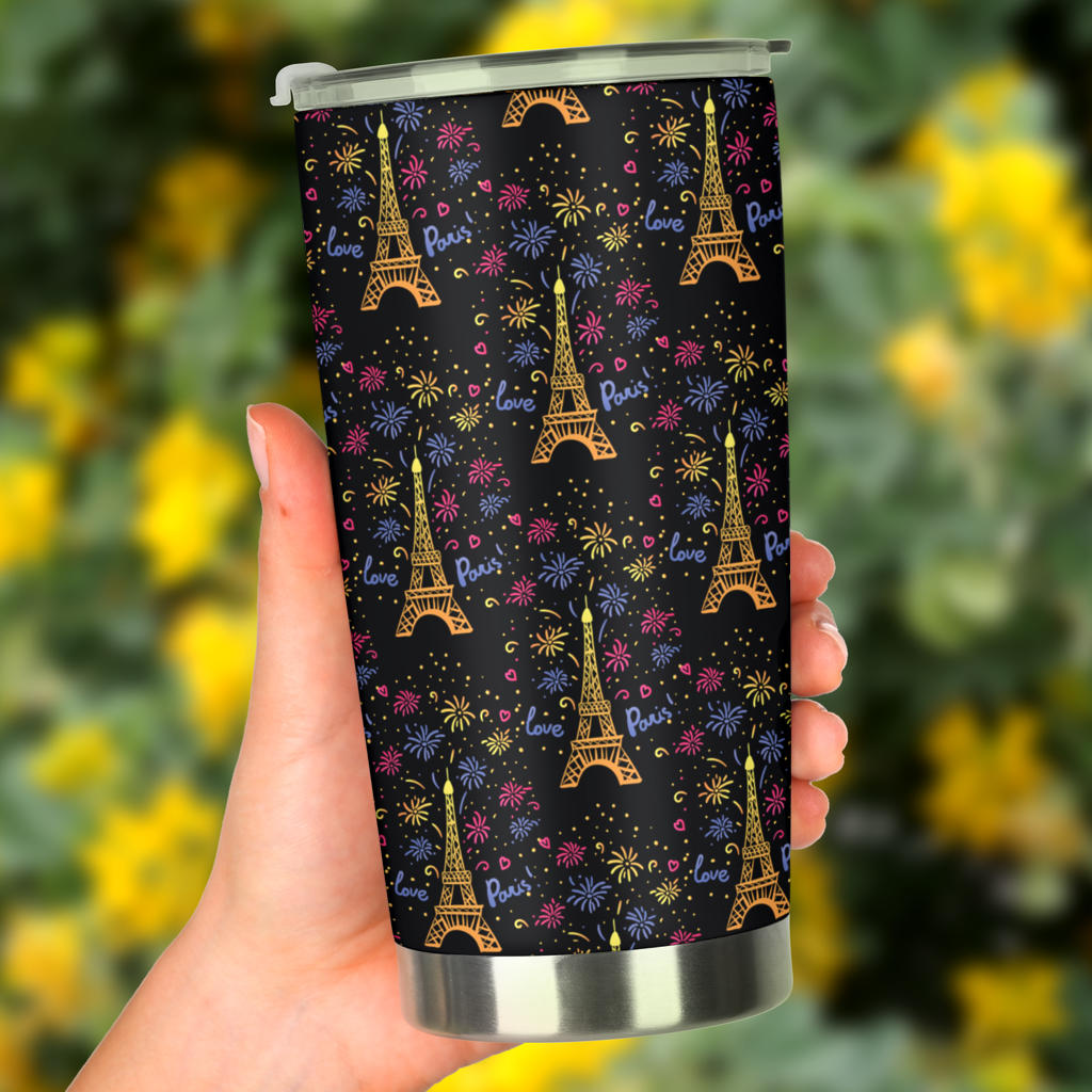 Eiffel Tower Love Paris Print Tumbler