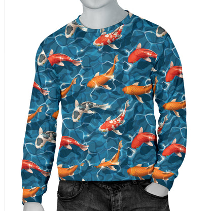 Koi Carp Water Design Themed Print Men Long Sleeve Sweatshirt