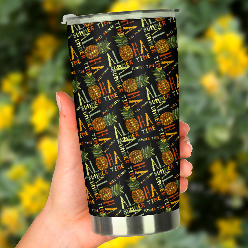 Aloha Hawaii Time Design Themed Print Tumbler