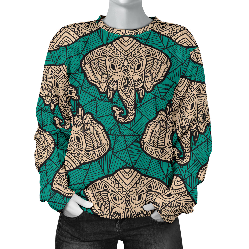 Boho Head Elephant Women Long Sleeve Sweatshirt