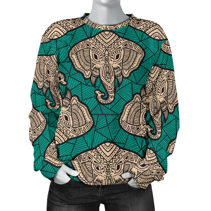Boho Head Elephant Women Long Sleeve Sweatshirt