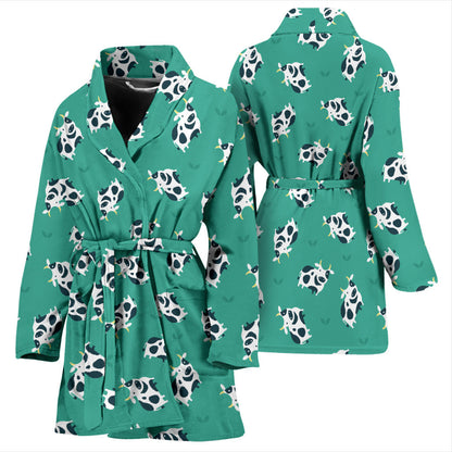 Cow Pattern Print Design 03 Women Bathrobe