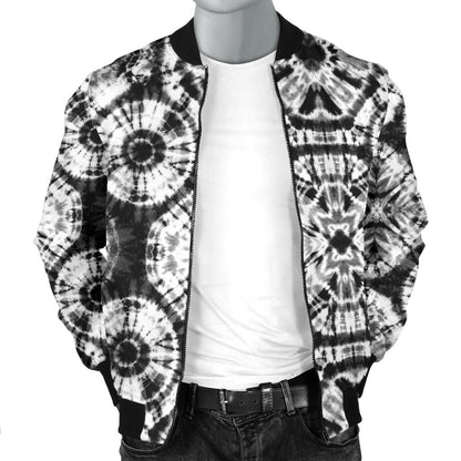 Tie Dye Black White Design Print Men Bomber Jacket