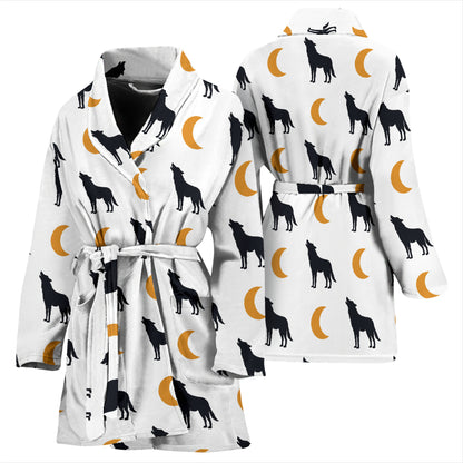 Wolf Moon Print Design LKS302 Women Bathrobe