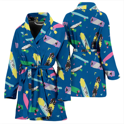 Skateboard Print Design LKS302 Women Bathrobe