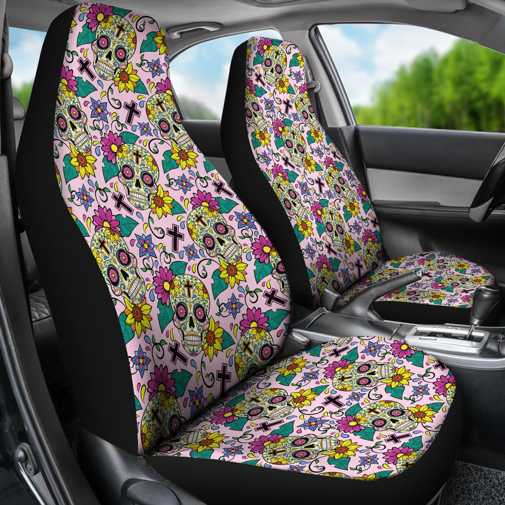Sugar Skull Print Design LKS307 Car Seat Covers