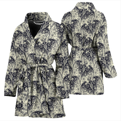 Bat Tribal Pattern Print Design 06 Women Bathrobe