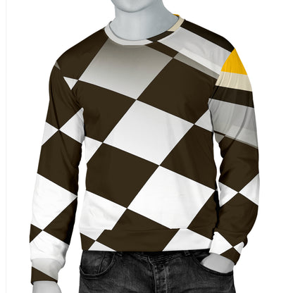 Checkered Flag Racing Style Men Long Sleeve Sweatshirt
