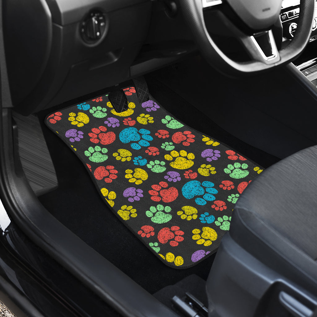 Paw Colorful Print Car Floor Mats Front Back