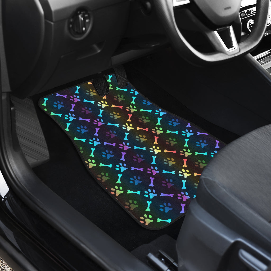Paw Rainbow Print Car Floor Mats Front Back