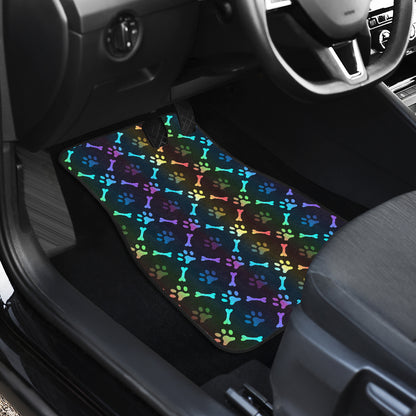 Paw Rainbow Print Car Floor Mats Front Back