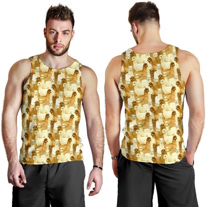 Alpaca Watercolor Design Themed Print Men Tank Top