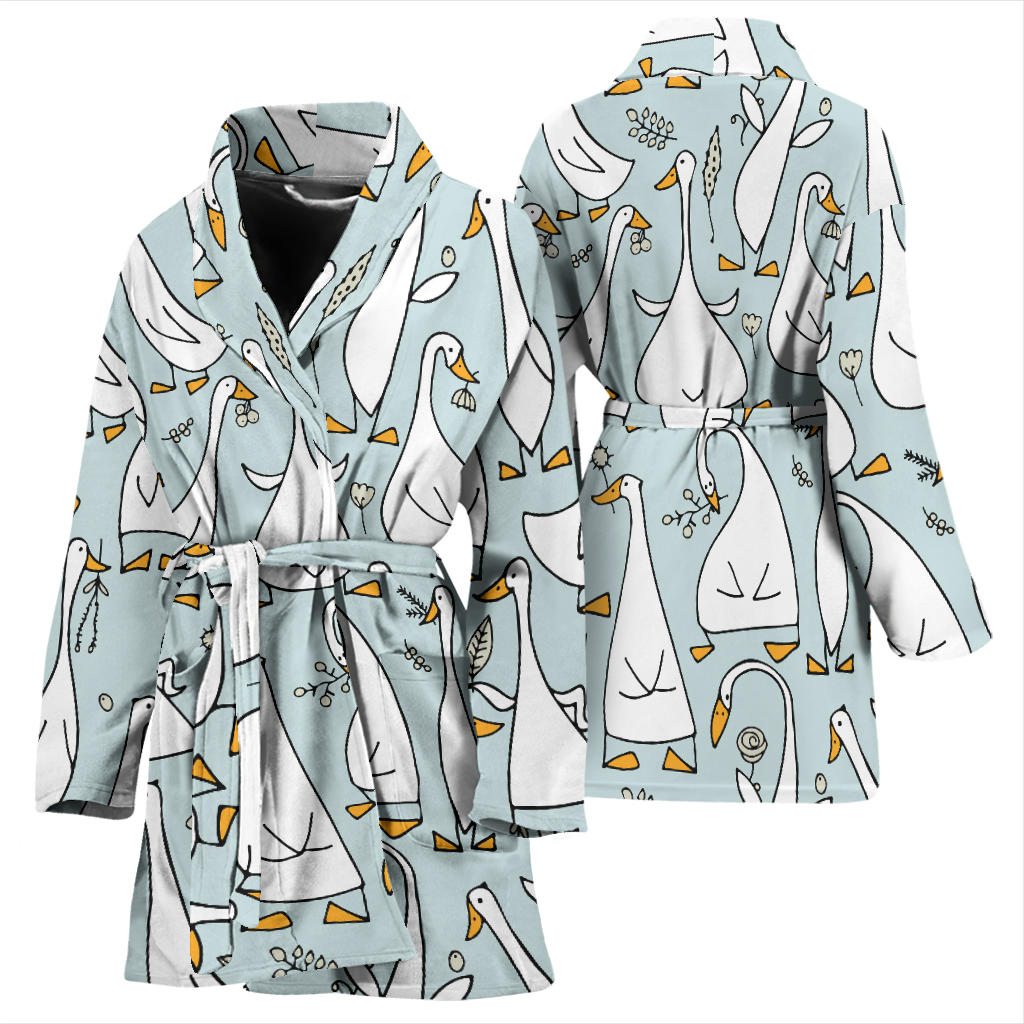 Goose Pattern Print Design 03 Women Bathrobe