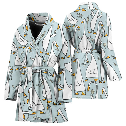 Goose Pattern Print Design 03 Women Bathrobe