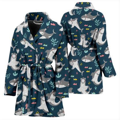 Shark Print Design LKS307 Women Bathrobe