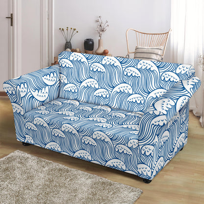 Wave Print Design LKS306 Loveseat Couch Slipcover