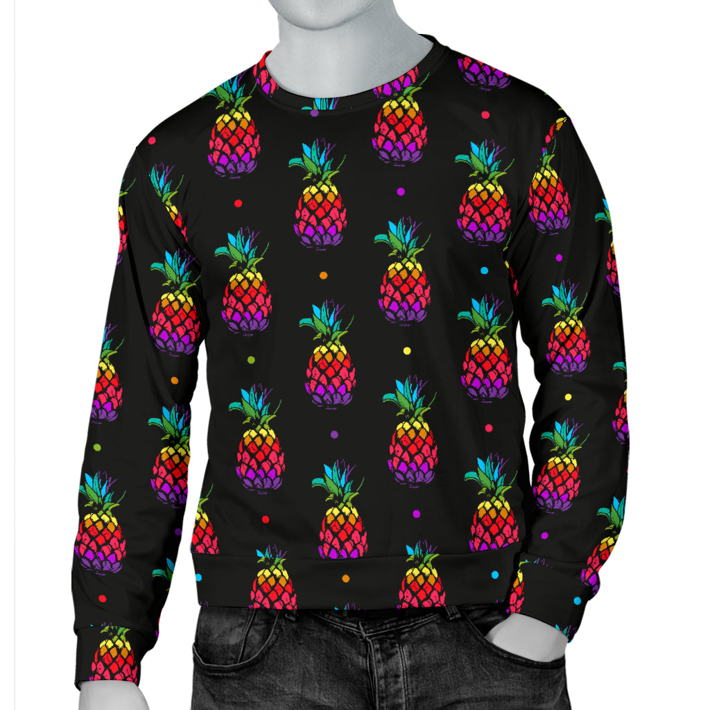 Pineapple Rainbow Dot Print Men Long Sleeve Sweatshirt