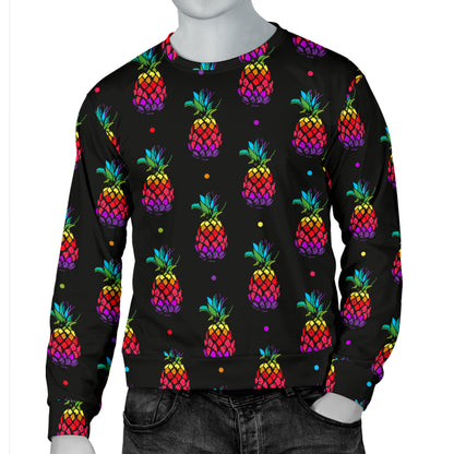 Pineapple Rainbow Dot Print Men Long Sleeve Sweatshirt