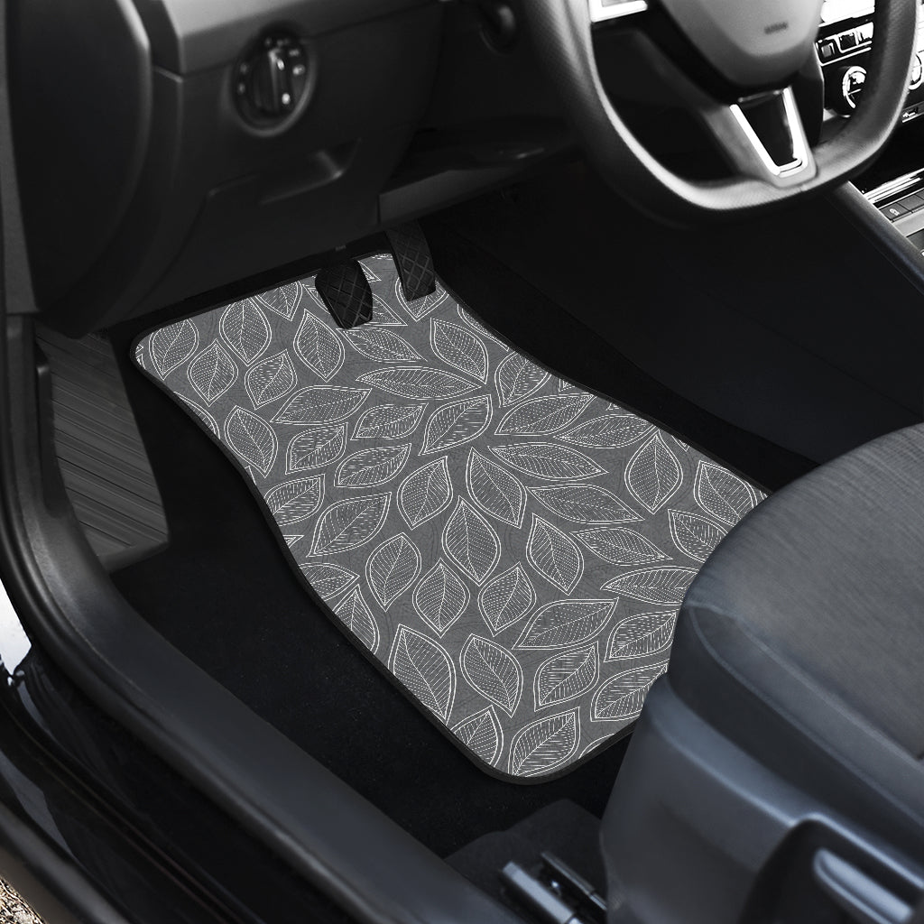 Elm Leave Grey Print Pattern Car Floor Mats Front Back