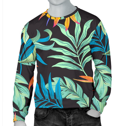 Tropical Palm Leaves Hawaiian Flower Men Long Sleeve Sweatshirt