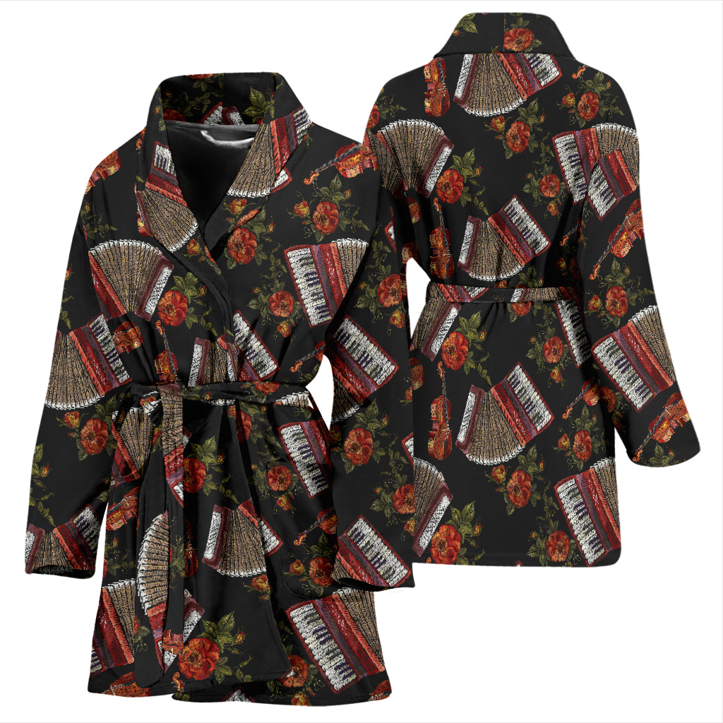 Accordion Print Design LKS403 Women Bathrobe