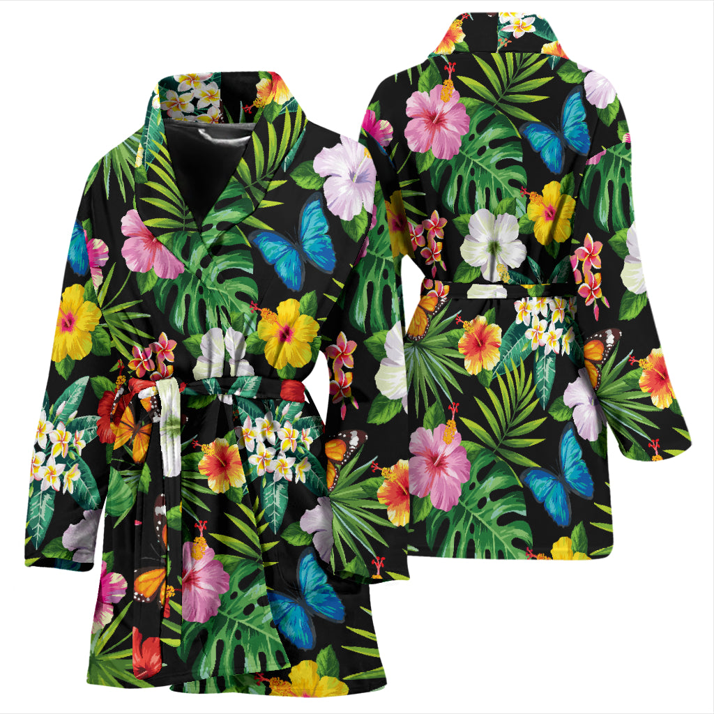 Hibiscus With Butterfly Print Design LKS305 Women Bathrobe