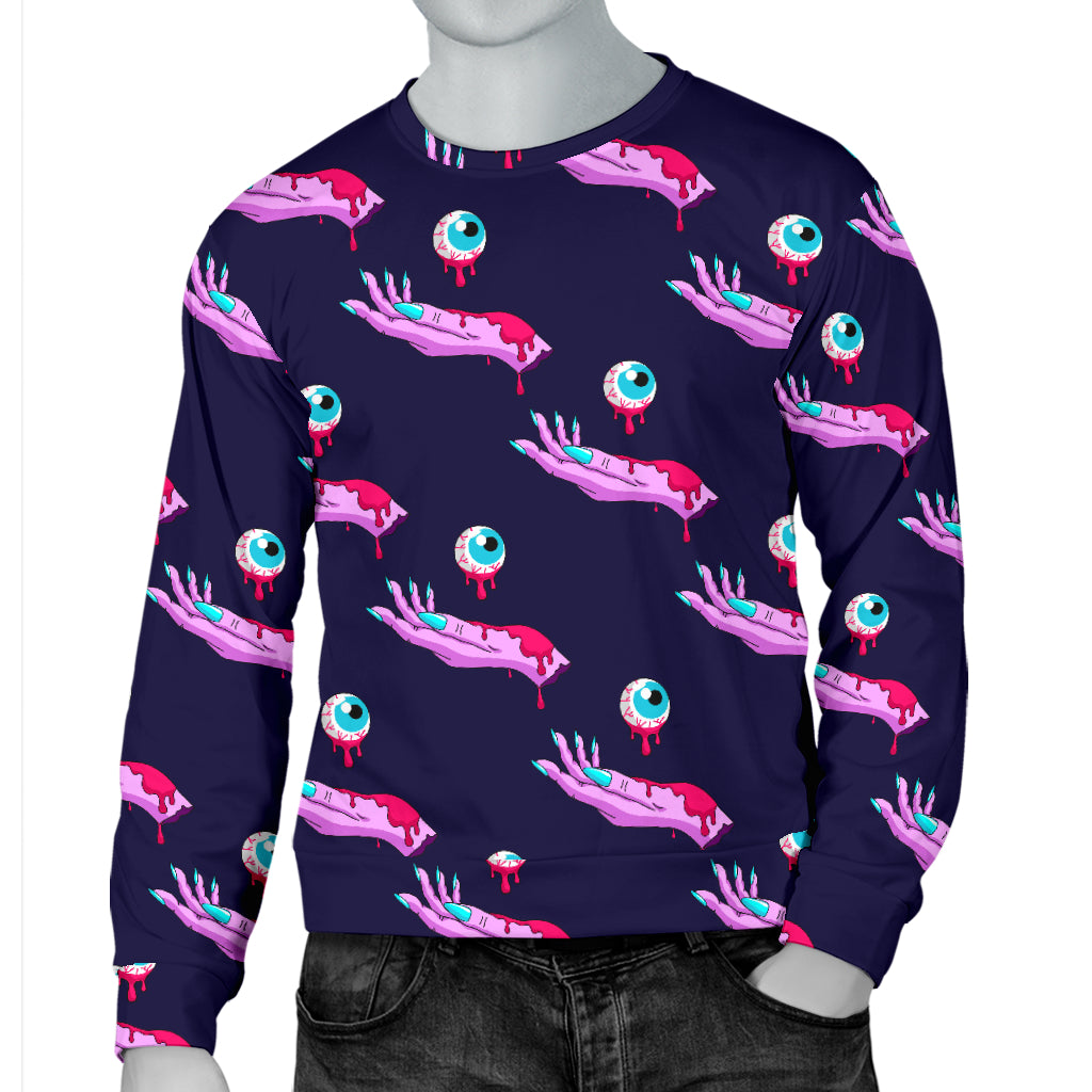 Zombie Pink Hand Design Pattern Print Men Long Sleeve Sweatshirt