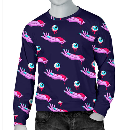 Zombie Pink Hand Design Pattern Print Men Long Sleeve Sweatshirt