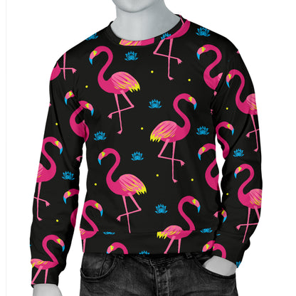 Flamingo Pink Neon Print Pattern Men Long Sleeve Sweatshirt