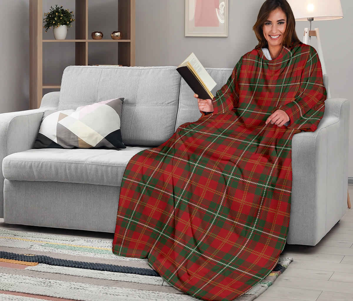 Holiday Tartan Plaid Pattern Adult Sleeve Blanket