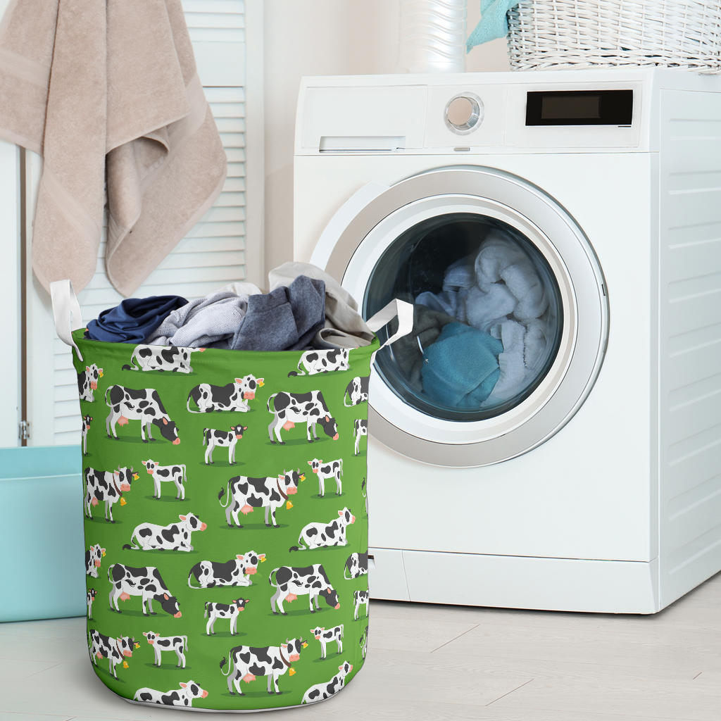 Cow Happy Print Pattern Laundry Basket