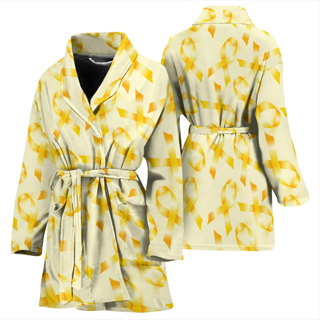 Childhood cancer Pattern Print Design 01 Women Bathrobe