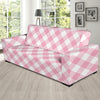 Gingham Pink Pattern Print Design 02 Sofa Slipcover