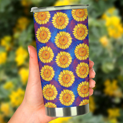 Sunflower Hand Drawn Style Print Tumbler