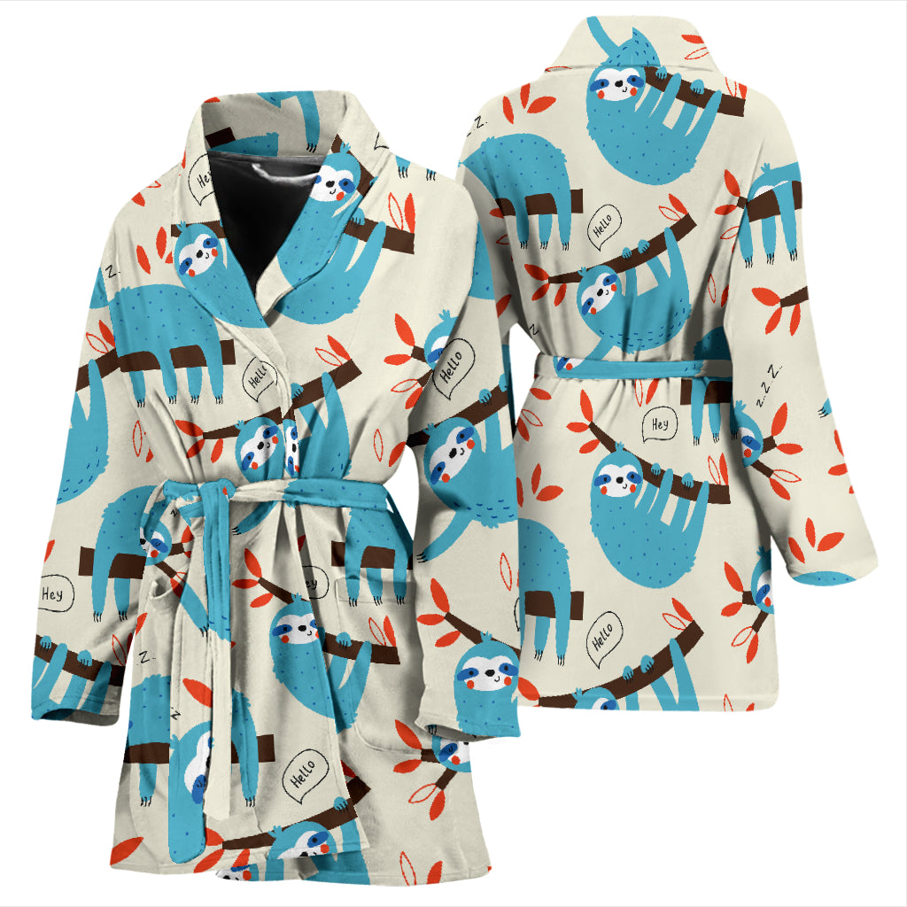 Sloth Print Design LKS3011 Women Bathrobe