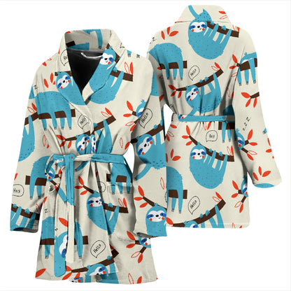 Sloth Print Design LKS3011 Women Bathrobe