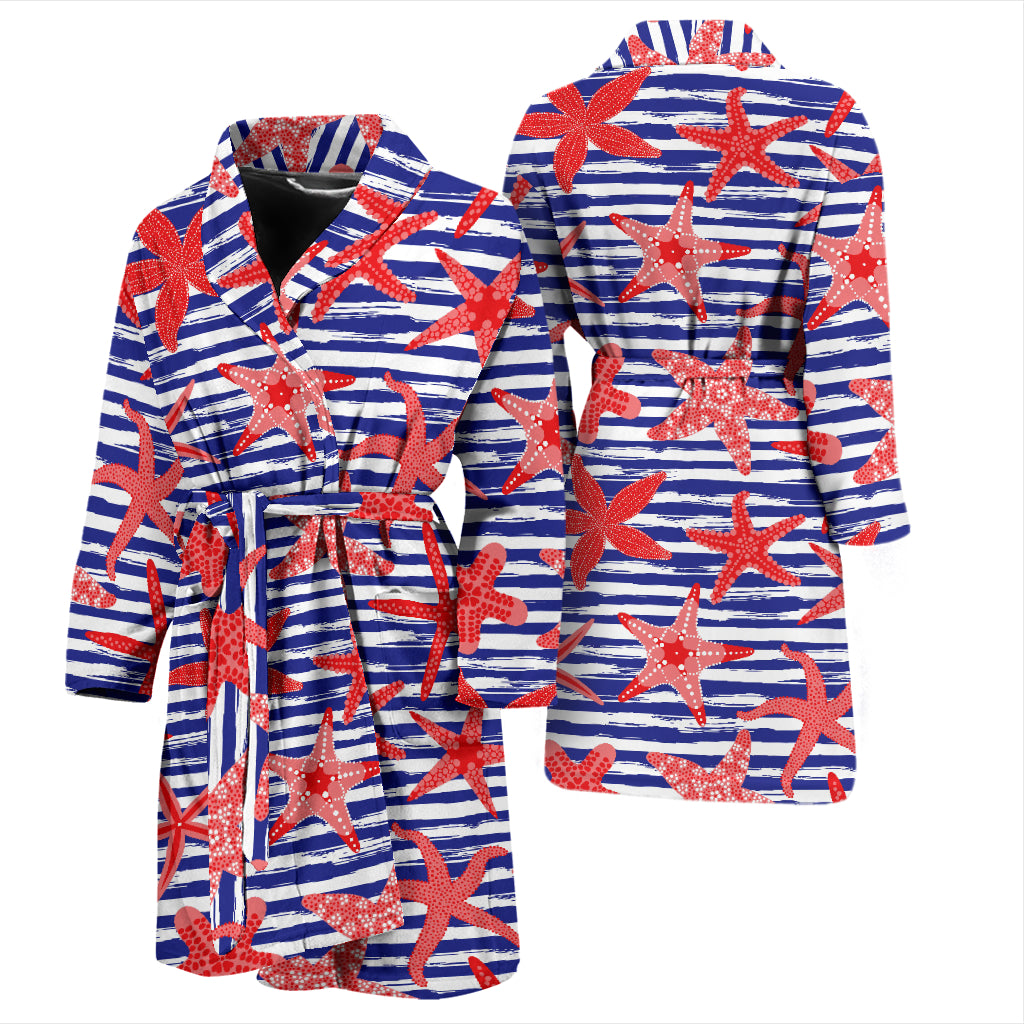 Starfish Print Design LKS401 Men Bathrobe