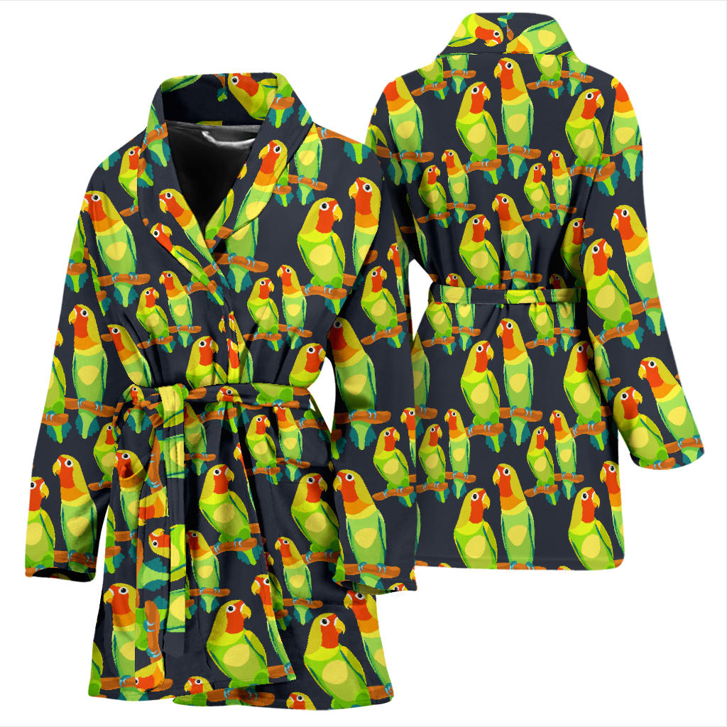 Lovebird Pattern Print Design 01 Women Bathrobe